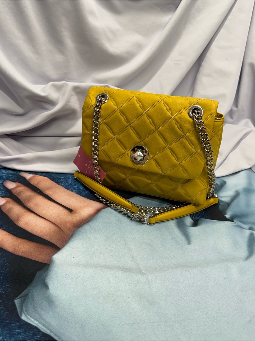 (new+tag) Kate Spade Natalia Quilted Chain Shoulder Bag /Crossbody Golden Yellow - Picture 13 of 14